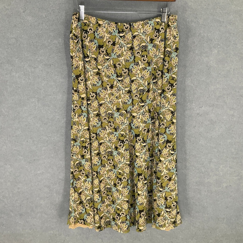 Emma James Floral Mesh Midi Skirt Women's Sz M Lace Hem Gobincore Forest Fairy